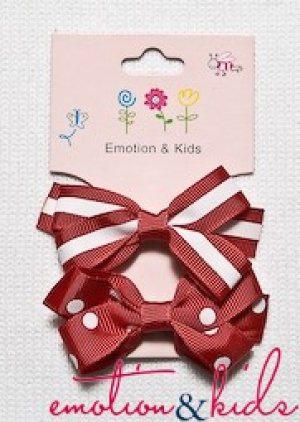 画像1: Emotion&Kids(エモーション＆キッズ) 子供用ヘアアクセサリーリボン（レッド） 2個セット 