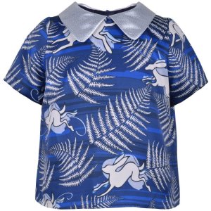 画像3: 【SALE!!30％オフ!!】Hucklebones(ハックルボーンズ) Printed Satin Blouseプリントサテンブラス(ブルーラビット)  3歳4歳