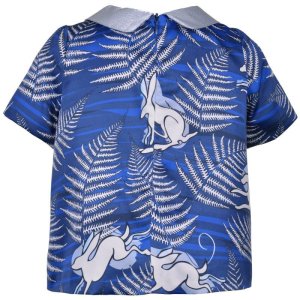 画像4: 【SALE!!30％オフ!!】Hucklebones(ハックルボーンズ) Printed Satin Blouseプリントサテンブラス(ブルーラビット) 8歳128cm