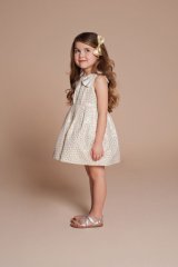 【OUTLET!!アウトレット】Hucklebones(ハックルボーンズ) 発表会に最適!!Ivory Dots Dressドット箔ドレス 4歳104cm