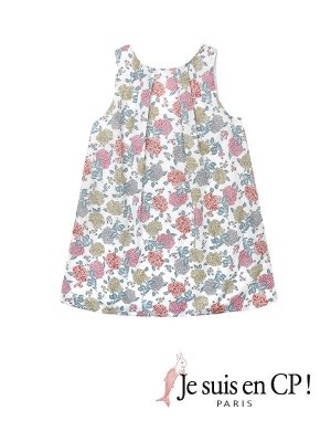 画像1: 【SALE!!30％OFF!!】 Je suis en CP!(ジュスィザンセーペー) Lucile Dressルシルドレス(リバティプリント ハイドレンジャ Cream Hydrangeas) 8歳122-128cm