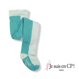 画像1: 【SALE!!30％OFF!!】 Je suis en CP!(ジュスィザンセーペー) Bicolor Tightsバイカラータイツ（グリーン） 80-95cm