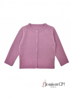 画像1: 【SALE!!30％OFF!!】 Je suis en CP!(ジュスィザンセーペー) Cardiganシンプルカーディガン（グレープ） 2歳82-86cm