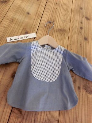 画像5: 12か月18か月2歳 【SALE!!30％OFF!!】 Je suis en CP!(ジュスィザンセーペー) Plastron shirtボーイズバックボタンシャツ(ブルーグレー)