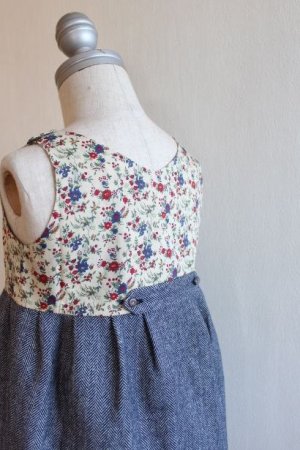 画像3: 【SALE!!30％OFF!!】 Je suis en CP!(ジュスィザンセーペー) 2M Dressチューリップシルエットドレス(リバティ×ヘリンボーン) 12か月2歳