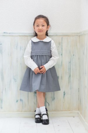 画像1: 【JiJiオリジナル】 フォーマルタックジャンパースカート(グレー) 2歳〜8歳