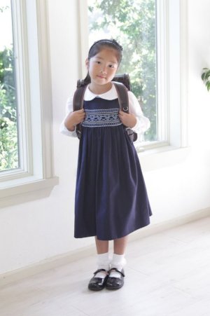 画像8: 【JiJiオリジナル】 スモッキングワンピース/ジャンパースカート(ネイビー) 2歳〜6歳