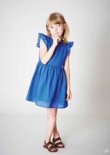 【SALE!!30%OFF!!】 ＬIHO London(リホロンドン)  MAE袖フリルフレアワンピース(ブルー) 8歳125cm