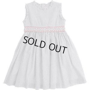 画像1: Malvi&Co.(マルヴィ) サッカー素材レッドスモッキングワンピース（ネイビー） 5歳110cm