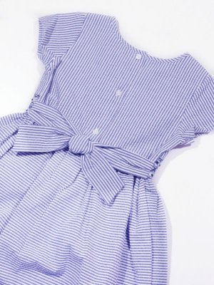 画像4: Malvi&Co.(マルヴィ) サッカー素材半袖スモッキングワンピース（ブルー） 6歳116cm