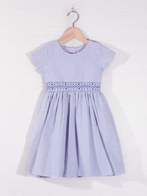 画像6: Malvi&Co.(マルヴィ) サッカー素材半袖スモッキングワンピース（ブルー） 6歳116cm