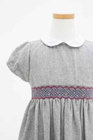 画像3: Malvi&Co.(マルヴィ) フランネル半袖スモッキングワンピース(グレー) 4歳6歳