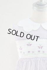 【再々入荷!!】パープルの蝶々が遊ぶスモッキングワンピース 3歳95cm