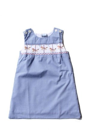 画像4: 回転木馬のAラインスモッキングワンピース(ブルーチェック) 2歳4歳