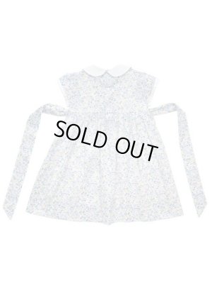 画像2: 【新入荷!!】ブルー・ピンク・イエローの小花の半袖スモッキングワンピース 7歳135cm