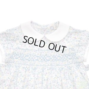 画像3: 【新入荷!!】ブルー・ピンク・イエローの小花の半袖スモッキングワンピース 7歳135cm