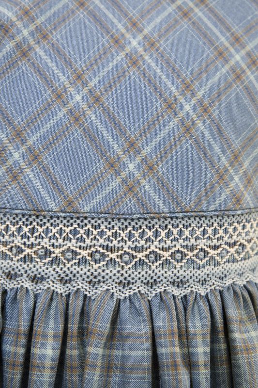 Malvi Co マルヴィ 素材ミックススモッキングワンピース ブルーチェック 8歳128cm Malvi Co マルヴィ Isi イシィ Jiji