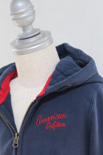 画像3: 4歳104cm 【SALE!!30%オフ!!】 American Outfitters(アメリカンアウトフィッターズ) 子供用HOODIE FULL ZIP PLAIN ジップアップパーカー(ネイビー) (3)