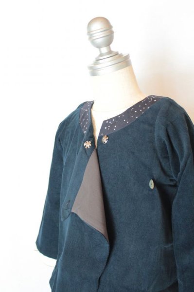 画像2: 【SALE!!30%OFF!!】 Eponime(エポニーム) ユニセックスコーデュロイジャケット(ネイビー)2歳90cm (2)