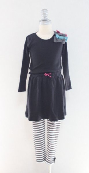 画像5: 【SALE!!30%OFF!!】 Eva&Oli(エヴァ&オリ) LiNAアンクルリボン付きレギンス(グレーボーダー)3歳95cm (5)