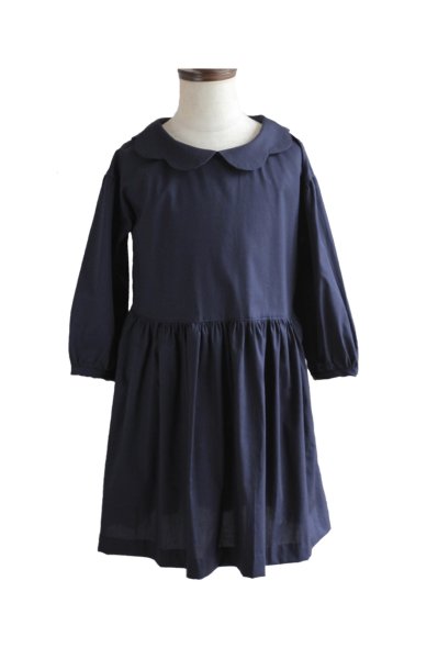 画像2: ハリトイト お花襟ワンピース(ダークネイビー)90-130cm (2)