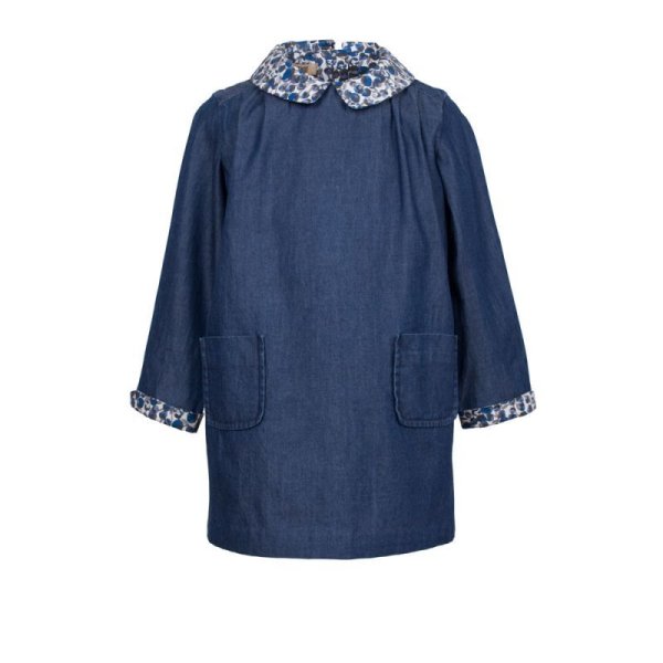 画像3: 【SALE!!30%オフ!!】Hucklebones(ハックルボーンズ) Shift Dress インディゴ×リバティ エリザズEliza's  4歳104cm (3)