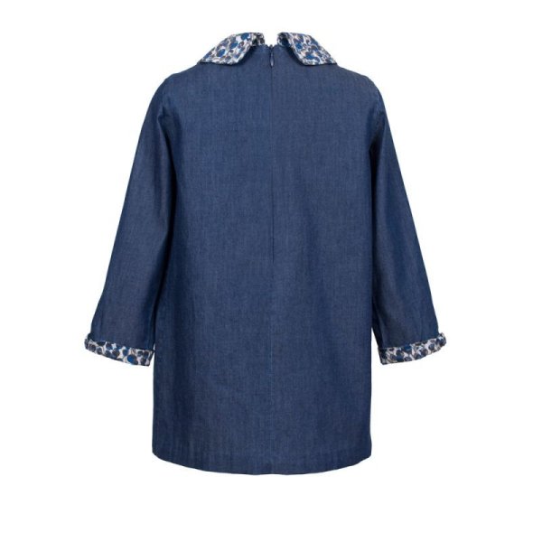 画像4: 【SALE!!30%オフ!!】Hucklebones(ハックルボーンズ) Shift Dress インディゴ×リバティ エリザズEliza's  4歳104cm (4)