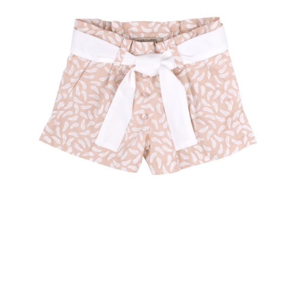 画像2: 【SALE!!30%オフ!!】Hucklebones(ハックルボーンズ) Feather Print Poplin Pleat Shorts(フェザープリントショートパンツ) 6歳116cm (2)