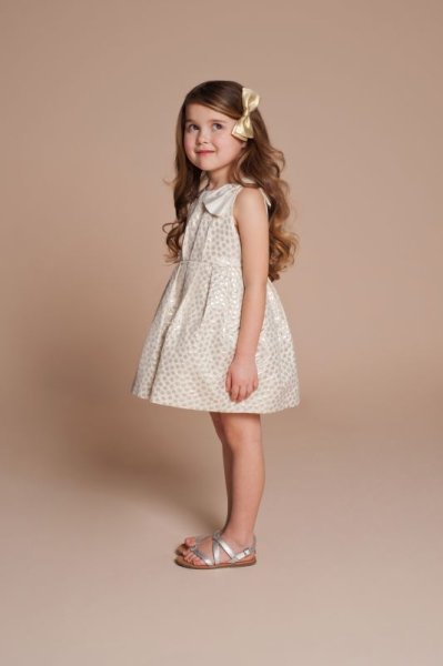 画像1: 【OUTLET!!アウトレット】Hucklebones(ハックルボーンズ) 発表会に最適!!Ivory Dots Dressドット箔ドレス 4歳104cm (1)