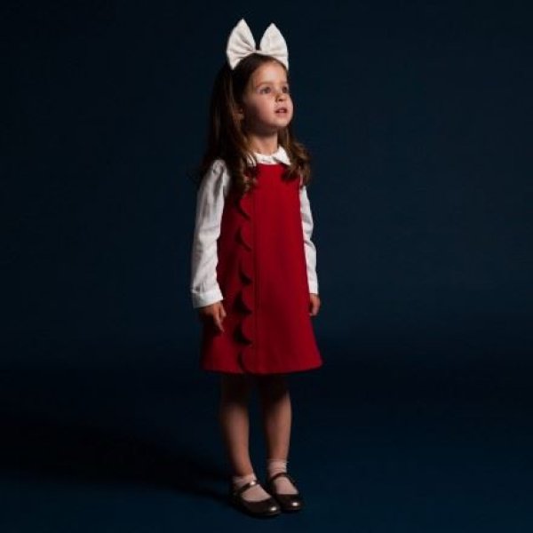 画像6: 【SALE!!30%オフ!!】Hucklebones(ハックルボーンズ) Scalloped Pinafore Dress ウール素材花びらジャンパースカート 2歳4歳6歳 (6)