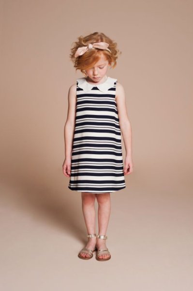 画像1: 【SALE!!30％オフ!!】Hucklebones(ハックルボーンズ) Candy Stripe Shift Dress ストライプシフトドレス 2歳4歳6歳 (1)