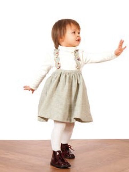 画像4: 【SALE!!30%OFF!!】 Je suis en CP!(ジュスィザンセーペー) TwistDressサスペンダー付きスカート(ダークグレー) 12か月4歳 (4)