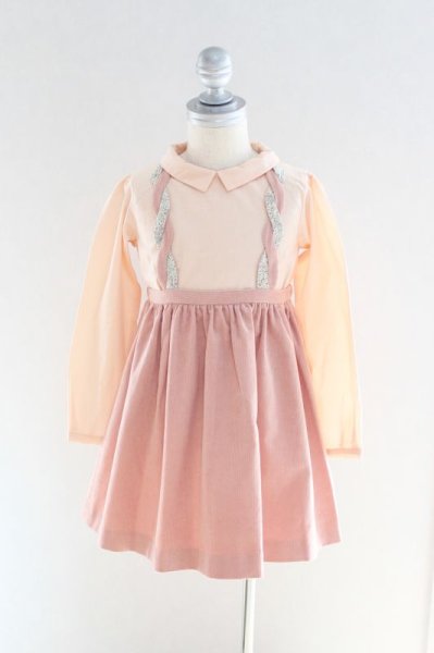 画像4: 【SALE!!30%OFF!!】 Je suis en CP!(ジュスィザンセーペー) TwistDressサスペンダー付きスカート(ピンクコーデュローイ) 18か月2歳 (4)