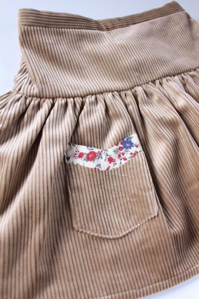 画像2: 【SALE!!30%OFF!!】 Je suis en CP!(ジュスィザンセーペー) PocketSkirtポケットスカート(ハニーコーデュローイ) 12か月 (2)