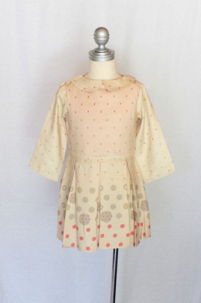 画像2: 【SALE!!30%OFF!!】 Je suis en CP!(ジュスィザンセーペー) Marguerite Dress七分袖ワンピース(ベージュ水玉) 2歳82-86cm (2)