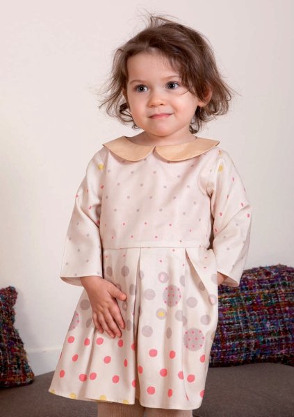 画像5: 【SALE!!30%OFF!!】 Je suis en CP!(ジュスィザンセーペー) Marguerite Dress七分袖ワンピース(ベージュ水玉) 2歳82-86cm (5)