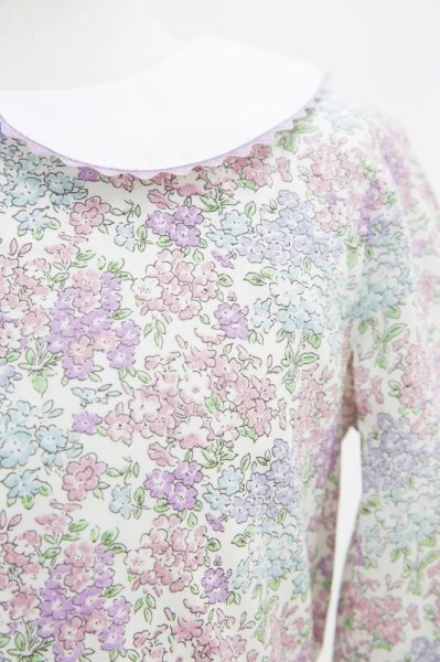 画像4: 【JiJiオリジナル】 リバティプリント ワイドカラー長袖ワンピース (Tomトム) 2歳-8歳 (4)