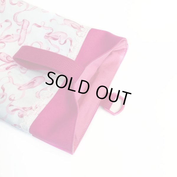 画像2: シューズバッグ(基本サイズ) バレエシューズプリント 靴入れ・上履き入れ (2)