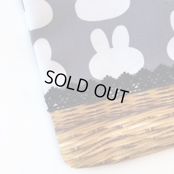 画像3: レッスンバッグ(基本サイズ) うさぎ×トリックバスケットプリント 通園バッグ・絵本バッグ・手提げ袋 (3)