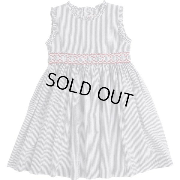 画像1: Malvi&Co.(マルヴィ) サッカー素材レッドスモッキングワンピース（ネイビー） 5歳110cm (1)