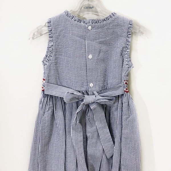 画像4: Malvi&Co.(マルヴィ) サッカー素材レッドスモッキングワンピース（ネイビー） 5歳110cm (4)