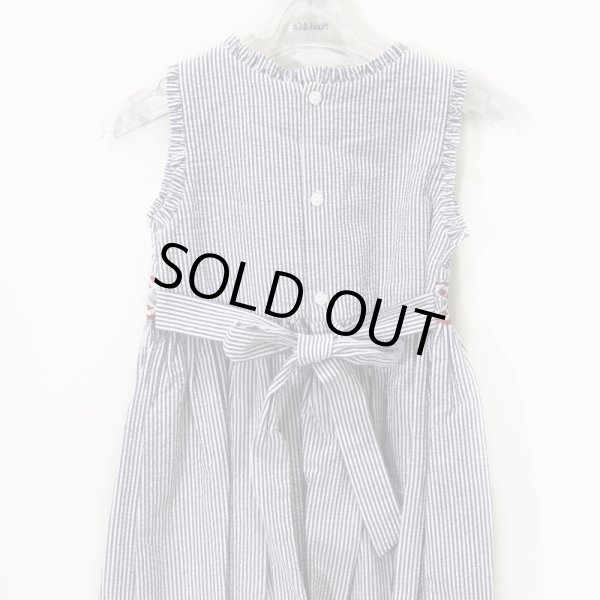 画像4: Malvi&Co.(マルヴィ) サッカー素材レッドスモッキングワンピース（ネイビー） 5歳110cm (4)