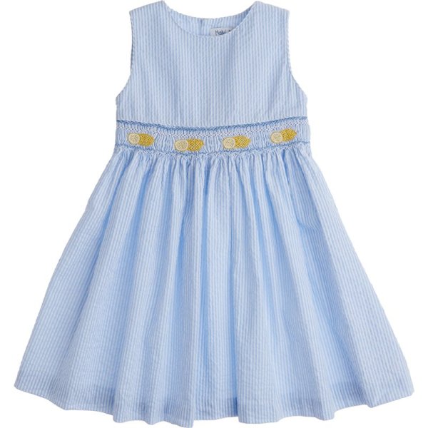 画像3: Malvi&Co.(マルヴィ) レモンスモッキングワンピース(ペールブルーサッカーストライプ) 3歳98cm (3)