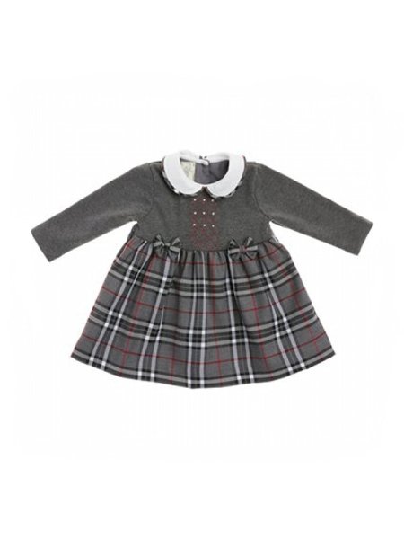 画像2: Isi(イシィ) バイカラー長袖ワンピース(グレーチェック) 2歳4歳 (2)