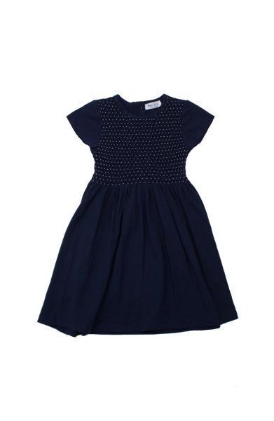 画像2: Malvi&Co.(マルヴィ) ジャージ素材スモッキングワンピース（ネイビー） 3歳4歳 (2)