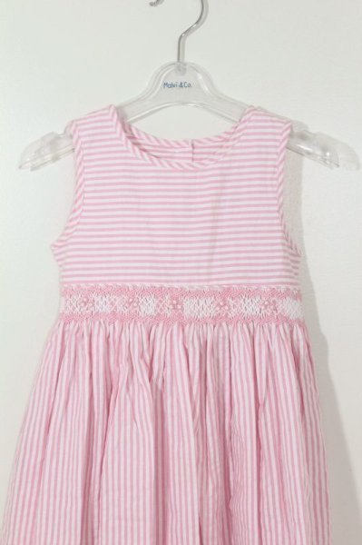 画像3: Malvi&Co.(マルヴィ) サッカー素材スモッキングワンピース(ピンクストライプ) 3歳4歳 (3)