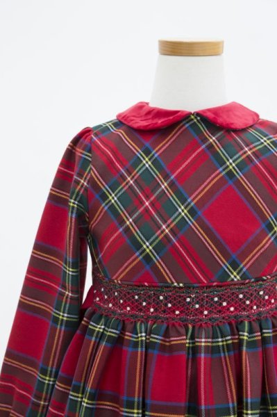画像3: Malvi&Co.(マルヴィ) 素材ミックススモッキングワンピース(レッドチェック) 4歳104cm (3)