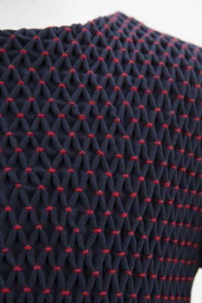 画像4: Malvi&Co.(マルヴィ) 秋冬ジャージ素材スモッキングワンピース(半袖ネイビー) 6歳116cm (4)