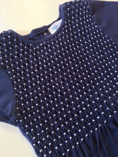 画像4: Malvi&Co.(マルヴィ) ジャージ素材スモッキングワンピース（ネイビー） 3歳4歳 (4)