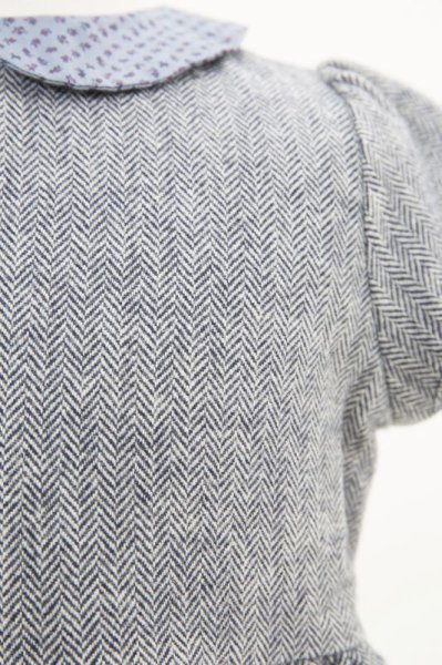 画像4: Mariella Ferrari(マリエラ・フェラーリ) 秋冬半袖ヘリンボーンワンピース(ブルーグレー) 3歳4歳6歳8歳 (4)